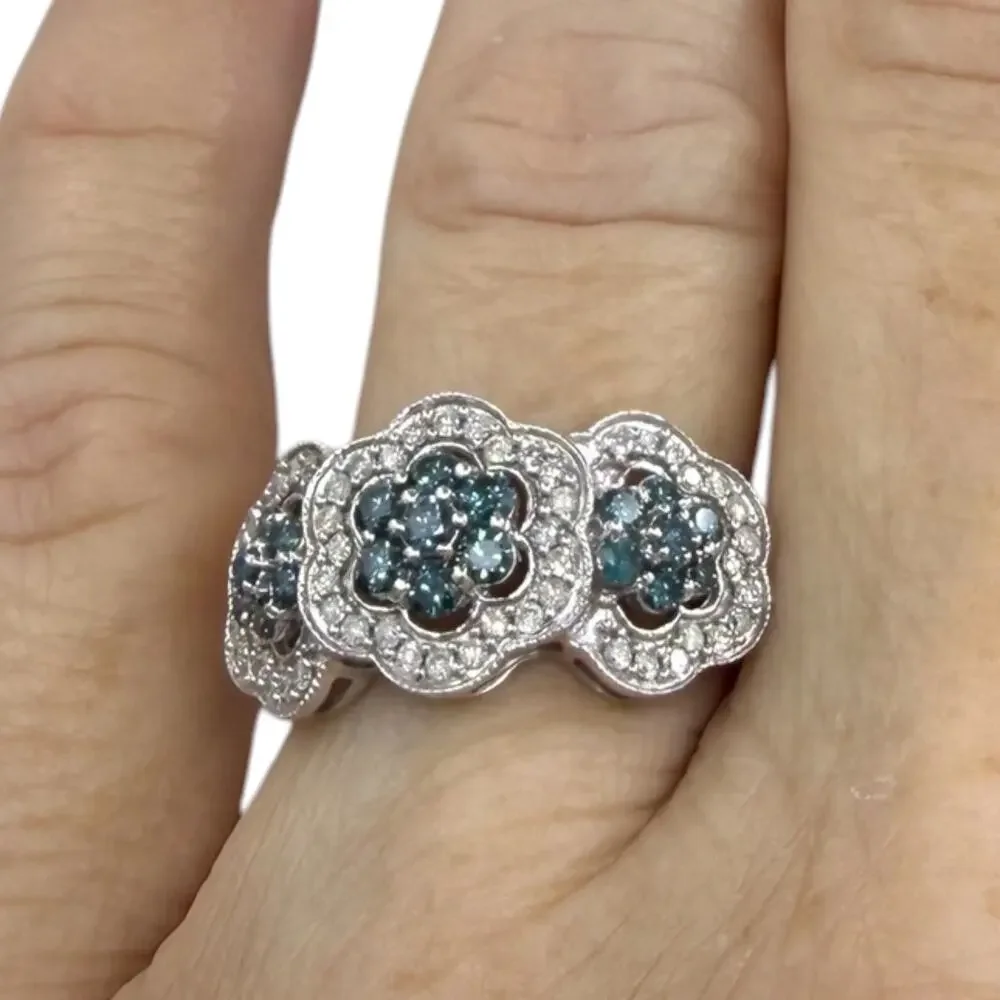 1/2ct Blue White Diamond Ring 925 Sterling Silver Size 7 .50ct Wedding Band